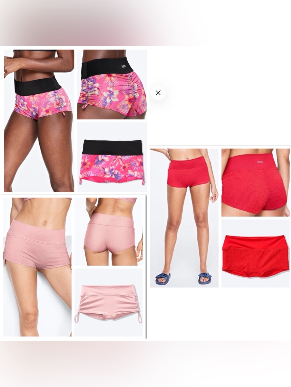 3 PINK Victoria's Secret Gym to Swim Shortie Floral Boyshort Panties Bundle /L